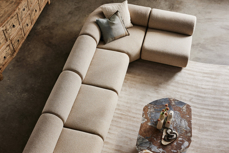 Valencia Christina Boucle Fabric Right Arm Sofa, Beige