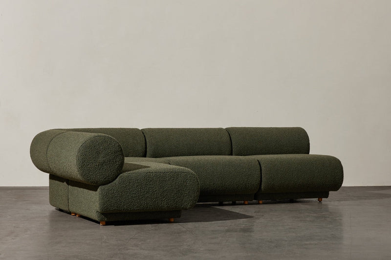 Valencia Christina Boucle Fabric Armless Sofa, Olive Green