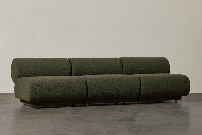 Valencia Christina Boucle Fabric Armless Sofa, Olive Green