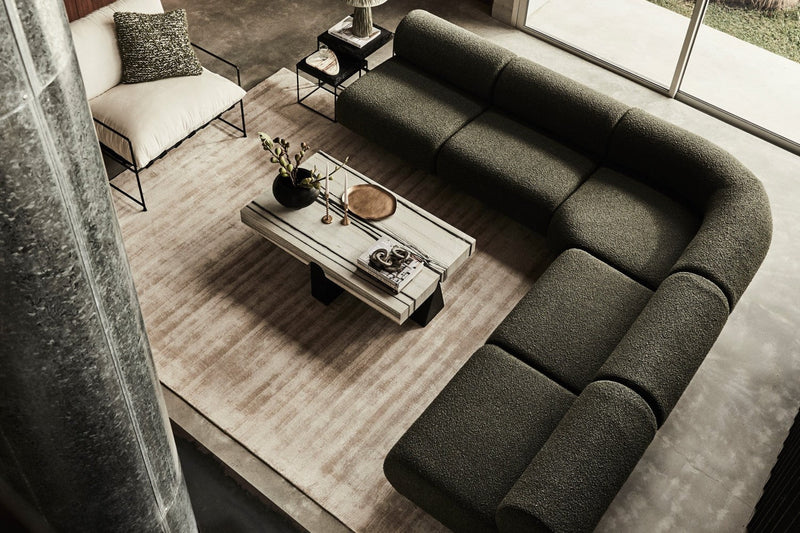 Valencia Christina Boucle Fabric Left Arm Sofa, Olive Green