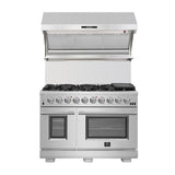 FORNO Appliance Package - 48 Inch Gas Range, Range Hood, Refrigerator, Microwave Drawer, Dishwasher, Wine Cooler, AP-FFSGS6244-48-9