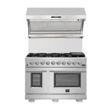 FORNO Appliance Package - 48" Dual Fuel Range, 48" Range Hood, 48" Refrigerator, AP-FFSGS6156-48-10