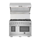 FORNO Appliance Package - 48 Inch Dual Fuel Range, Range Hood, Refrigerator, Microwave Drawer, Dishwasher, Wine Cooler, AP-FFSGS6156-48-9