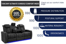 Valencia Tuscany Luxury Console Leather Home Theater Seating Row of 3 Dropdown Center, Onyx