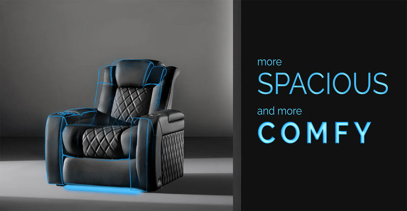 Valencia 2025 New Tuscany XL Ultimate Luxury Leather Home Theater Seating Row of 2 Loveseat, Onyx