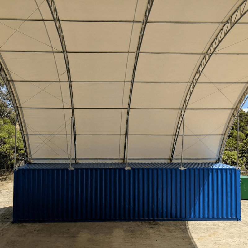 40'x40'x15' Double Truss Shipping Container Canopy Shelter, Outside