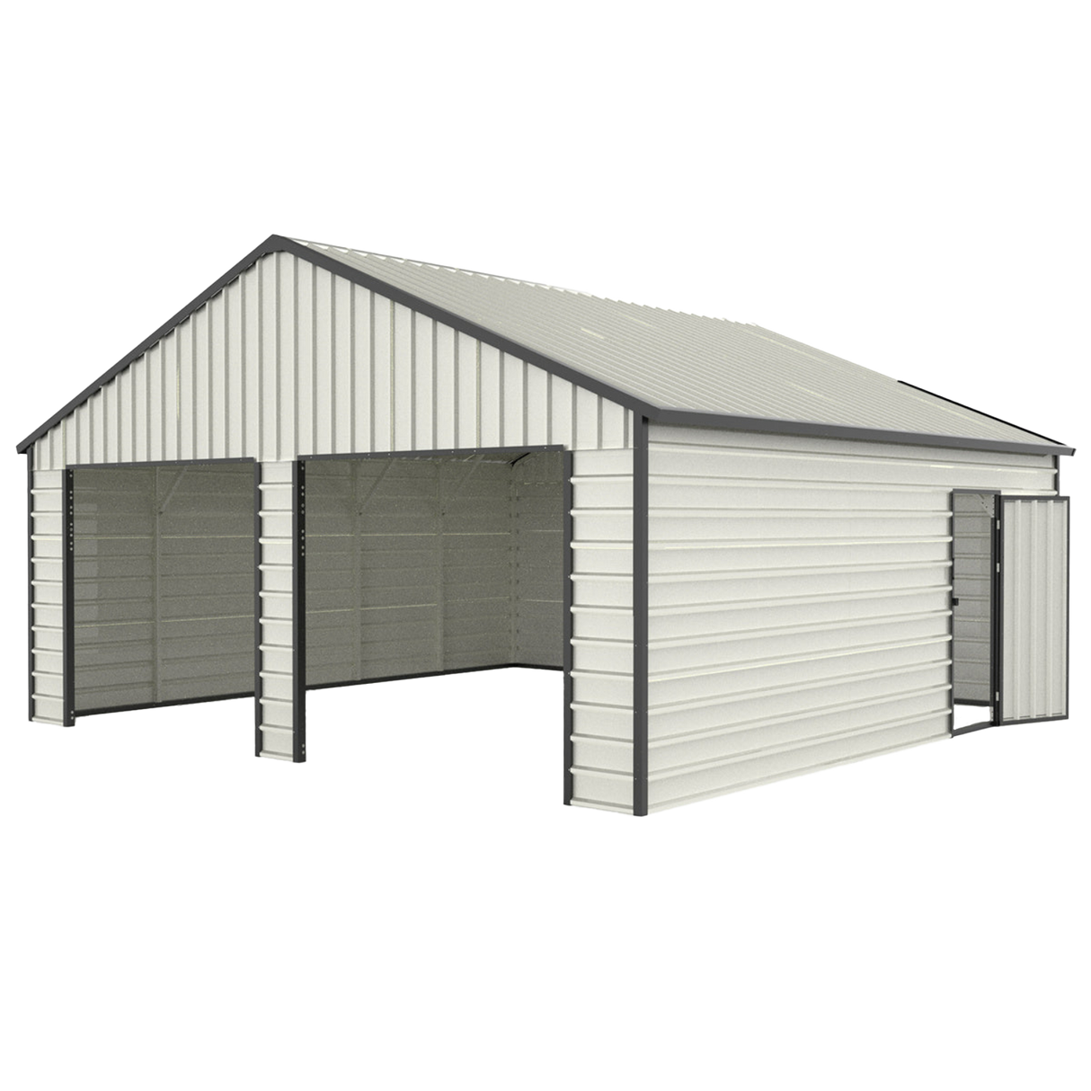 23' x 22' Double Garage Metal Shed with Side Entry Door