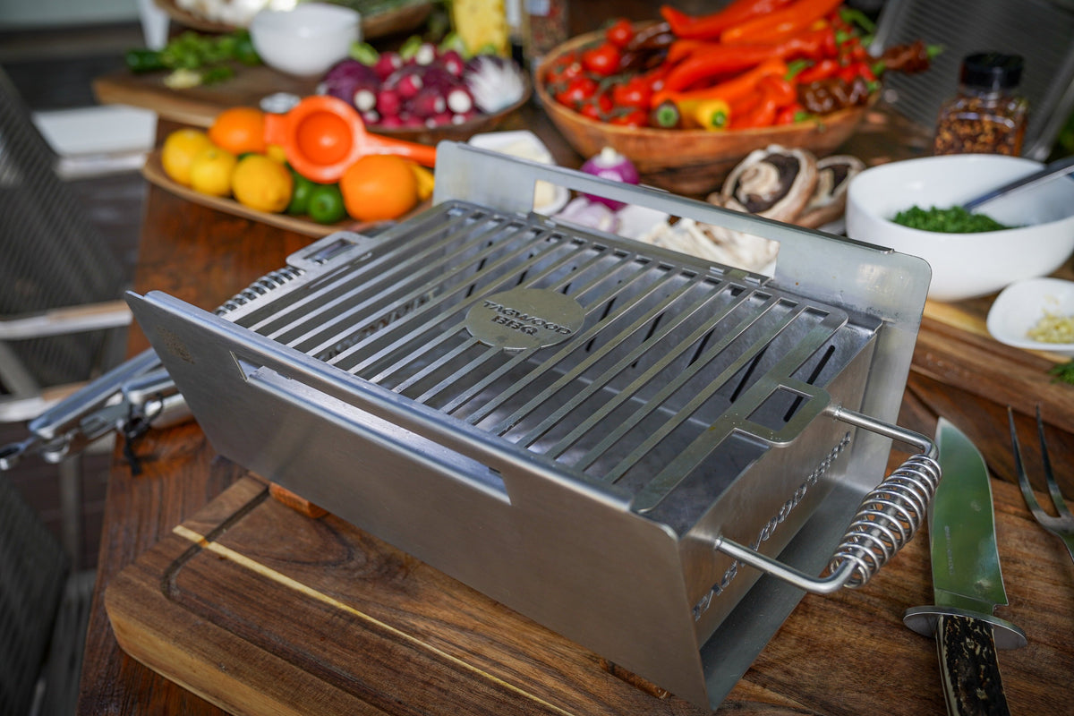 Tagwood BBQ Table Top Warming Brazier | Stainless steel and Acacia woo ...