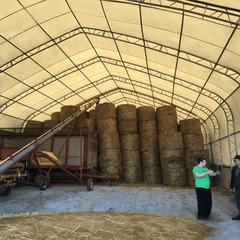 Double Truss Storage Shelter W40'xL80'xH21', 10' Truss Spacing