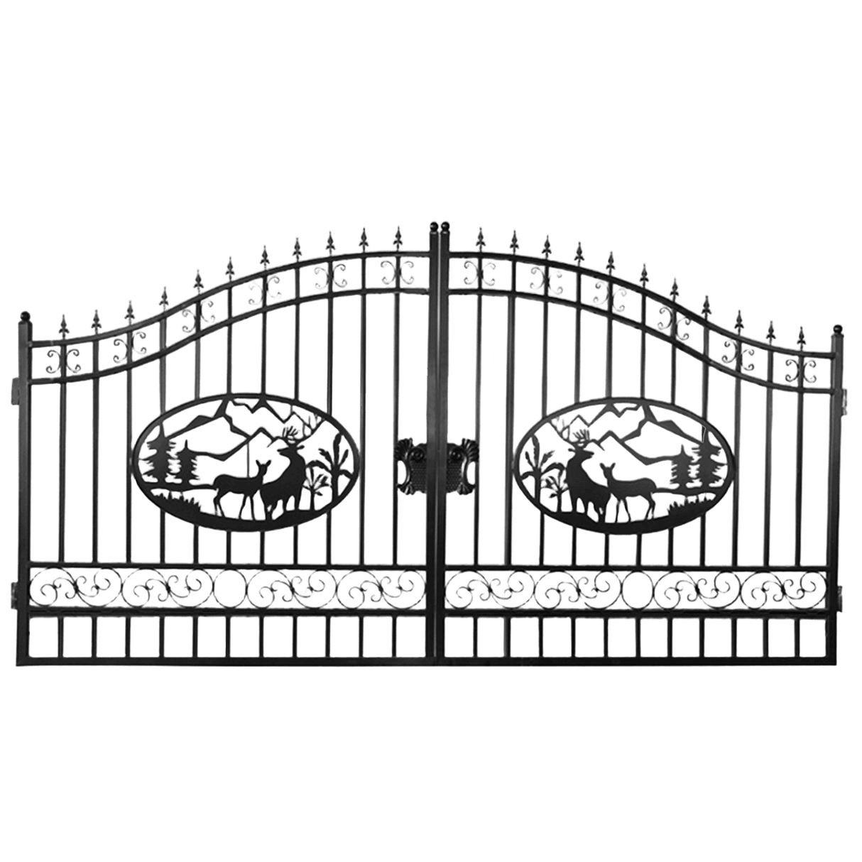 Greatbear Dual Swing Wrought Iron Gate for Driveway