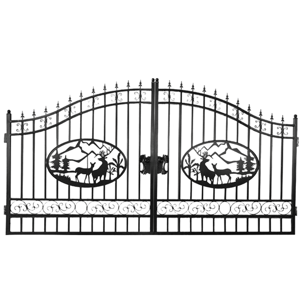 Greatbear Dual Swing Wrought Iron Gate for Driveway