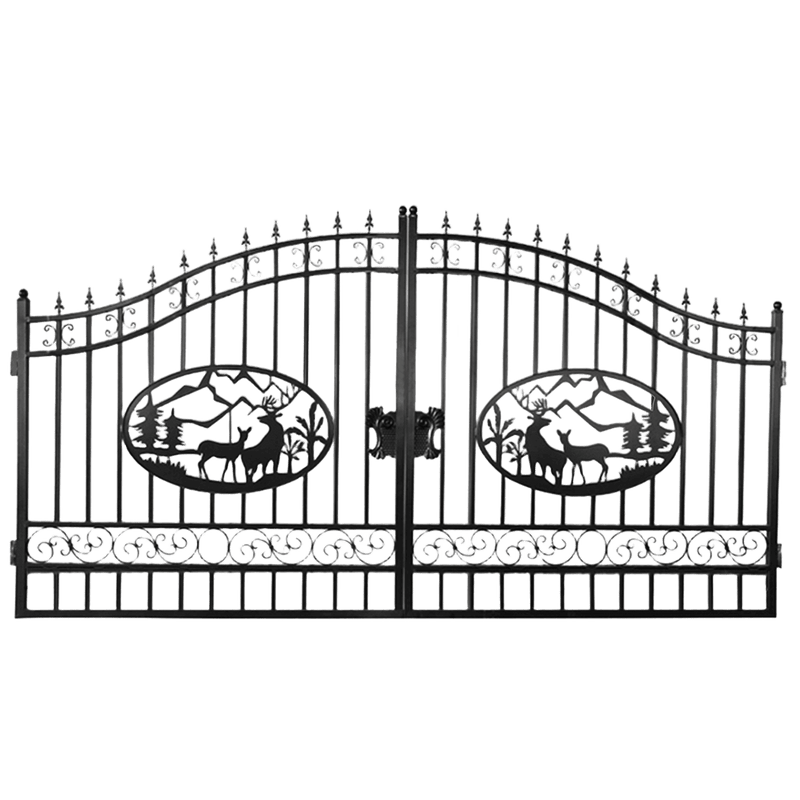 Greatbear Dual Swing Wrought Iron Gate for Driveway