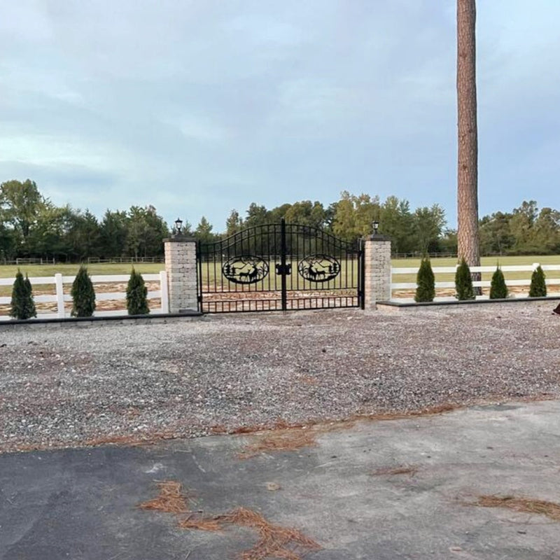 Greatbear Dual Swing Wrought Iron Gate for Driveway