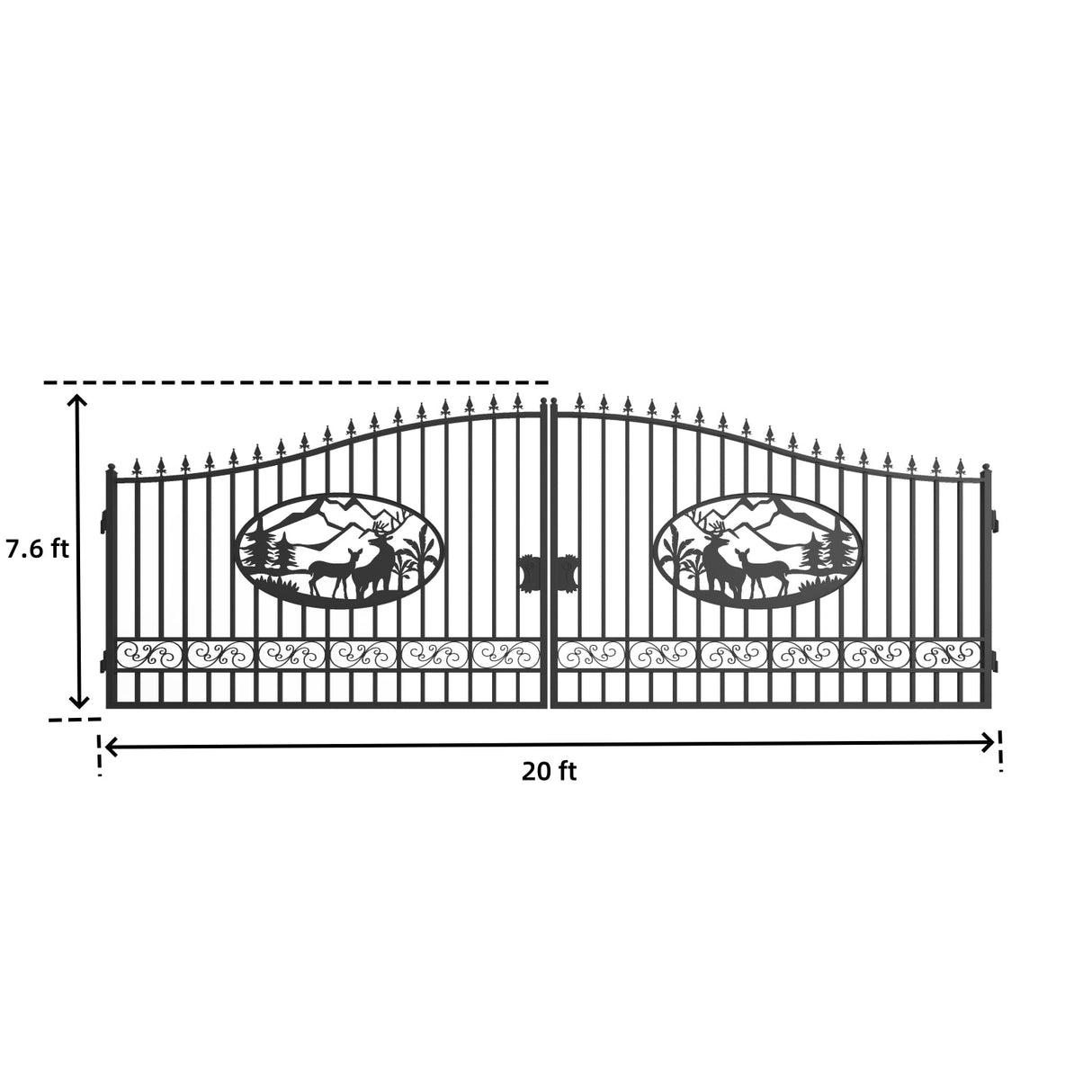 Greatbear Dual Swing Wrought Iron Gate for Driveway