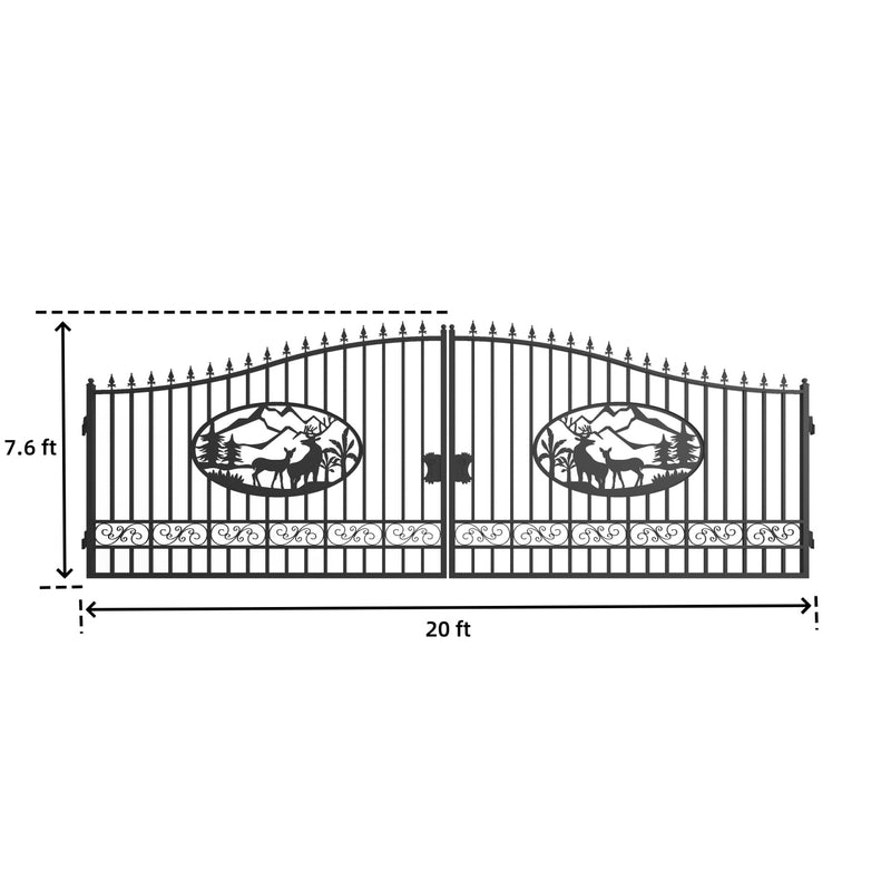 Greatbear Dual Swing Wrought Iron Gate for Driveway
