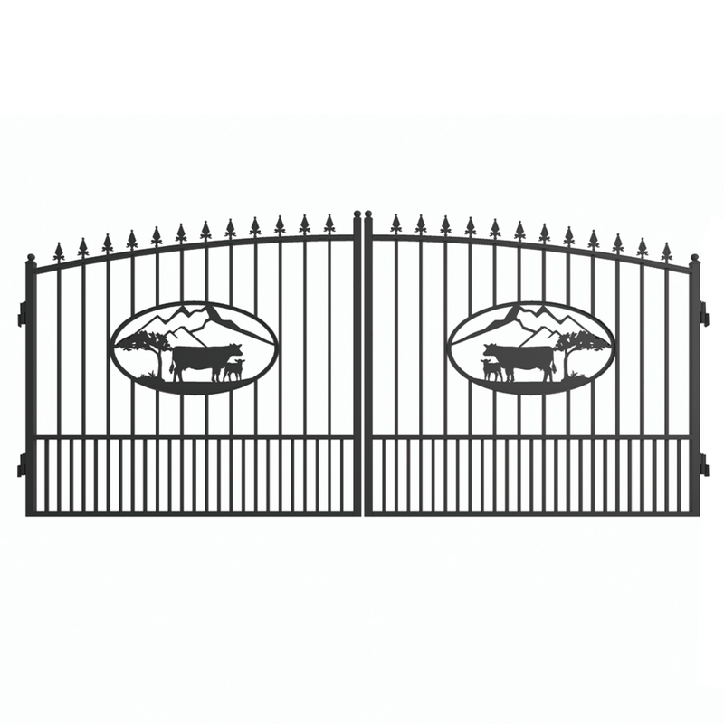 Greatbear Dual Swing Wrought Iron Gate for Driveway