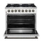 FORNO Galiano 36" 5.36 cu. ft. Dual Fuel Range with 6 Sealed Burners in White with Antique Brass Accents, FFSGS6156-36WHT