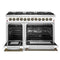 FORNO Galiano 48" 6.58 cu. ft. Dual Fuel Range with 8 Sealed Burners and Griddle in White with Antique Brass Accents, FFSGS6156-48WHT