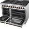 FORNO Galiano 48" 6.58 cu. ft. Dual Fuel Range with 8 Sealed Burners and Griddle in White with Antique Brass Accents, FFSGS6156-48WHT