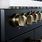 FORNO Galiano 30" 4.32 cu. ft. French Door Dual Fuel Range with 5 Sealed Burners in Black with Antique Brass Accents, FFSGS6356-30BLK