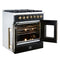 FORNO Galiano 30" 4.32 cu. ft. French Door Dual Fuel Range with 5 Sealed Burners in Black with Antique Brass Accents, FFSGS6356-30BLK