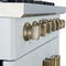 FORNO Galiano 30" 4.32 cu. ft. French Door Dual Fuel Range with 5 Sealed Burners in White with Antique Brass Accents, FFSGS6356-30WHT