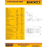 Ekko EP30A-LI Lithium Rider Pallet Jack 6600lbs. Capacity
