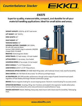 Ekko Counterbalance Walkie Stacker EK07S