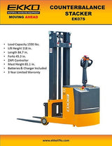 Ekko Counterbalance Walkie Stacker EK07S