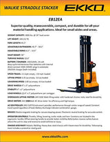 Ekko Full Powered Straddle Stacker EB12EA