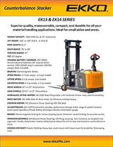 Ekko Fully Powered Counterbalanced Walkie Stacker EK14-130