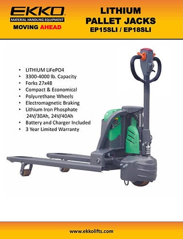 Ekko Lithium Iron Phosphate Electric Walkie Pallet Jack EP18SLI