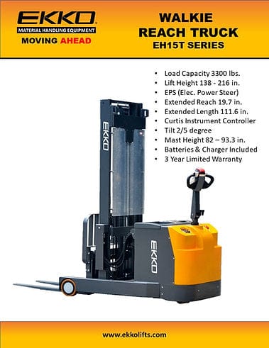 Ekko Moving Mast Walkie Reach Truck EH15TH