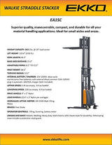 Ekko Semi-Electric Fork-Over Stacker EA15C