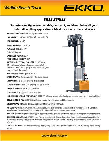 Ekko Walkie Reach Truck ER15