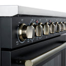 FORNO Paolo 36" 5.44 cu. ft. Freestanding Electric Range with True Convection Oven in Black with Antique Brass Accents, FFSEL6011-36BLK