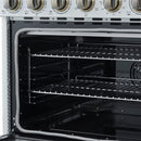 FORNO Paolo 36" 5.44 cu. ft. Freestanding Electric Range with True Convection Oven in White with Antique Brass Accents, FFSEL6011-36WHT