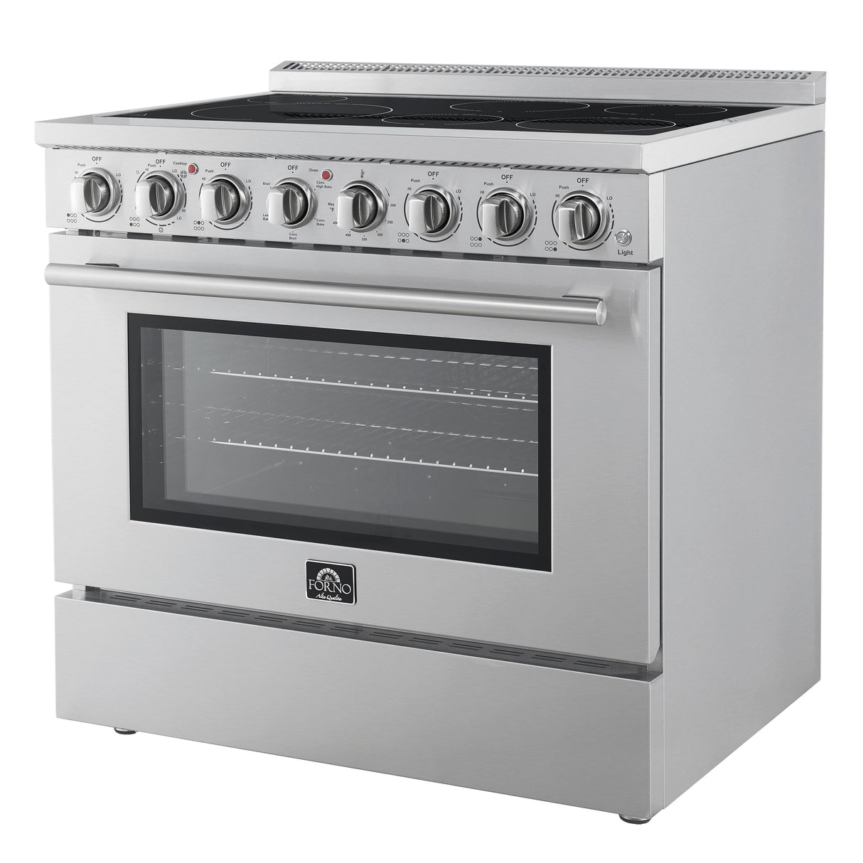 FORNO Paolo 36" 5.44 cu. ft. Freestanding Electric Range with True Convection Oven in Stainless Steel, FFSEL6011-36