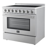 FORNO Paolo 36" 5.44 cu. ft. Freestanding Electric Range with True Convection Oven in Stainless Steel, FFSEL6011-36