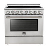 FORNO Paolo 36" 5.44 cu. ft. Freestanding Electric Range with True Convection Oven in Stainless Steel, FFSEL6011-36