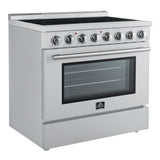 FORNO Paolo 36" 5.44 cu. ft. Freestanding Electric Range with True Convection Oven in Stainless Steel, FFSEL6011-36