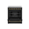 FORNO Paolo 30" 4.38 cu. ft. Freestanding Electric Range in Black with Antique Brass Handles, FFSEL6011-30BLK
