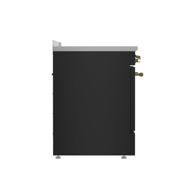 FORNO Paolo 30" 4.38 cu. ft. Freestanding Electric Range in Black with Antique Brass Handles, FFSEL6011-30BLK