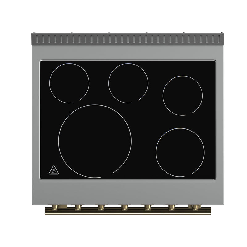 FORNO Paolo 30" 4.38 cu. ft. Freestanding Electric Range in Black with Antique Brass Handles, FFSEL6011-30BLK