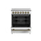 FORNO Paolo 30" 4.38 cu. ft. Freestanding Electric Range in White with Antique Brass Handles, FFSEL6011-30WHT
