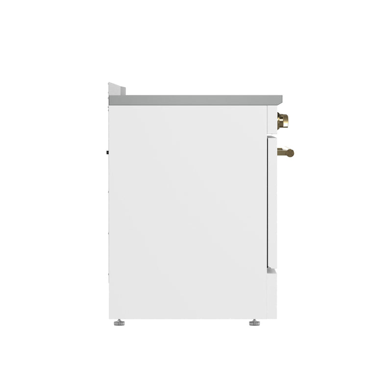FORNO Paolo 30" 4.38 cu. ft. Freestanding Electric Range in White with Antique Brass Handles, FFSEL6011-30WHT