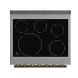 FORNO Paolo 30" 4.38 cu. ft. Freestanding Electric Range in White with Antique Brass Handles, FFSEL6011-30WHT