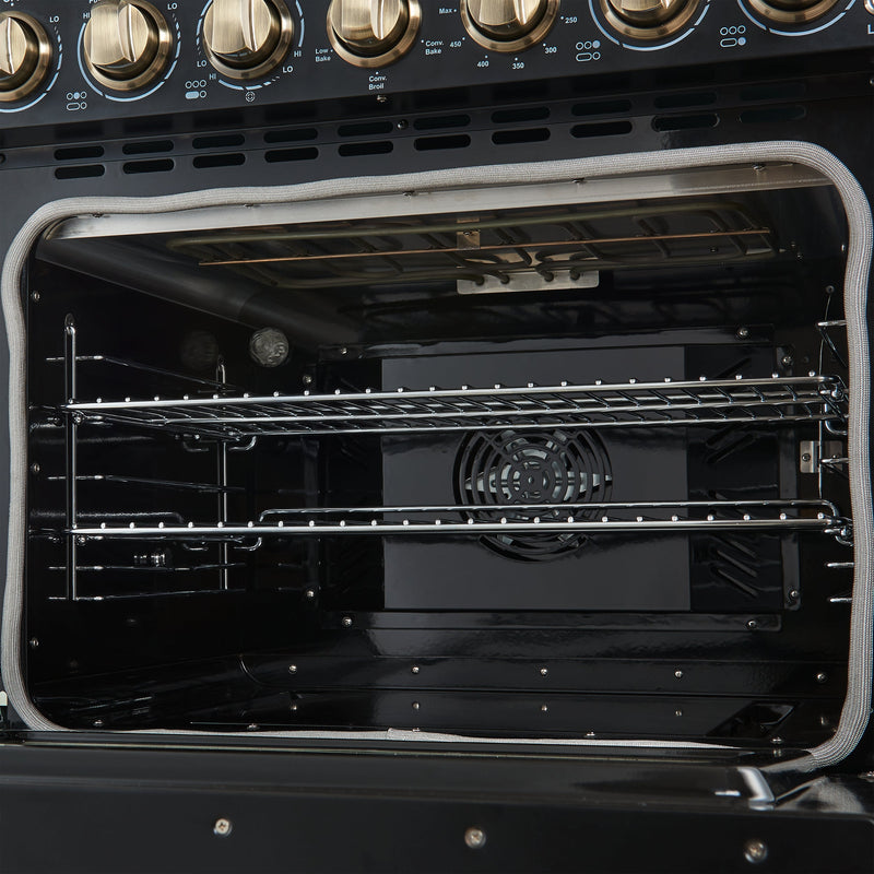 FORNO Paolo 30" 4.38 cu. ft. Freestanding Electric Range in Black with Antique Brass Handles, FFSEL6011-30BLK