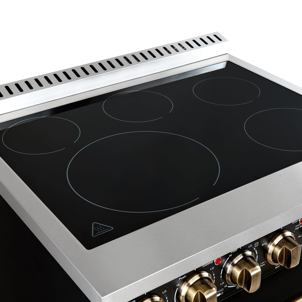 FORNO Paolo 30" 4.38 cu. ft. Freestanding Electric Range in Black with Antique Brass Handles, FFSEL6011-30BLK