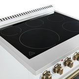 FORNO Paolo 30" 4.38 cu. ft. Freestanding Electric Range in White with Antique Brass Handles, FFSEL6011-30WHT